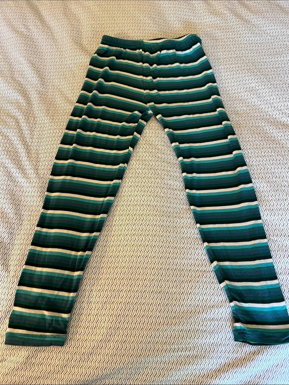 Kickee Pants Teal, Green & White Striped Long-Sleeve Pajama Set